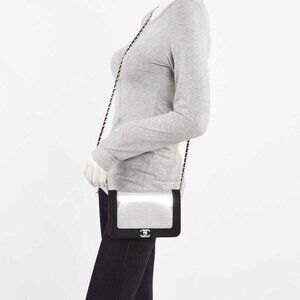 Chanel Black Velvet and Mirror Sequin CC WOC Clutch Bag